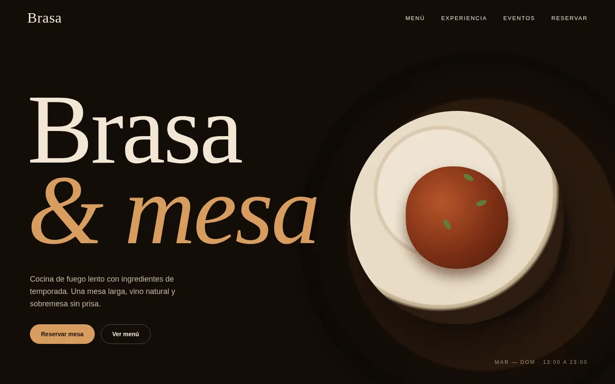 Concepto de sitio web para un restaurante